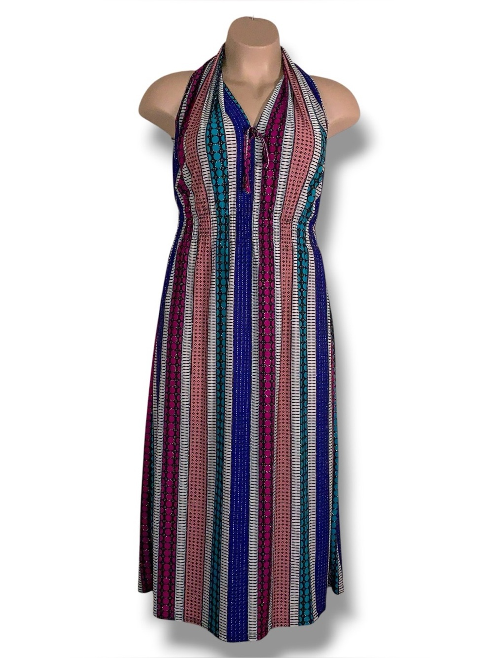 1x Seven Islands Colorful Sleeveless Maxi Dress Stretch Glitter Mod Print Plus